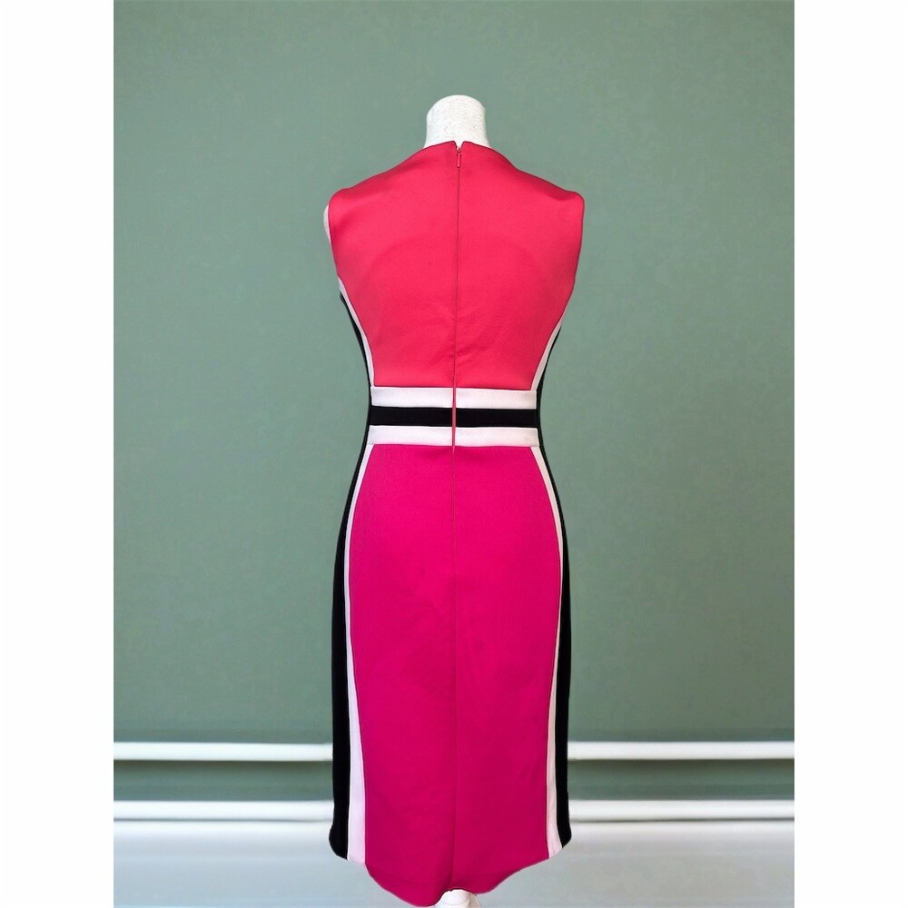 Calvin Klein Dress Womens Size 2 Pink Black White Colorblock Sheath Knee - Picture 3 of 3